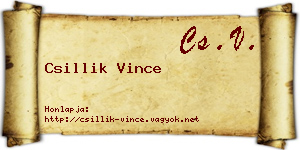 Csillik Vince névjegykártya
